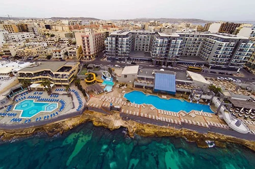 Birds' eye view of the Seashells Resort in Bugibba / Qawra.