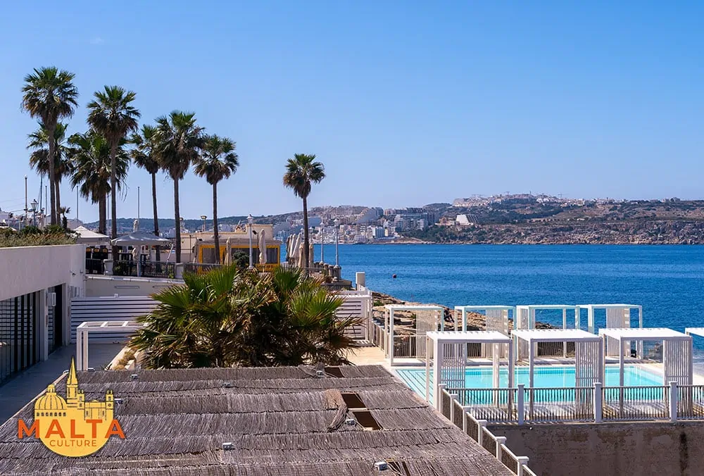 The seafront of Buġibba.