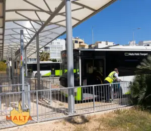 The Bugibba bus terminus is located on the border of Bugibba and Qawra.