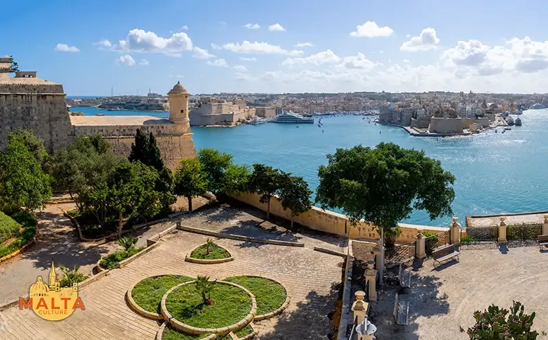 Views from Valletta over Grand Harbour and The Three Cities.