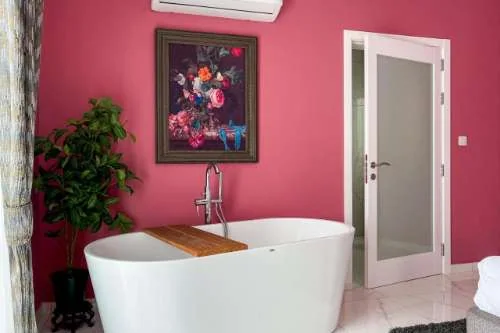 A private in-room bath at 100 Boutique Living, Rabat.
