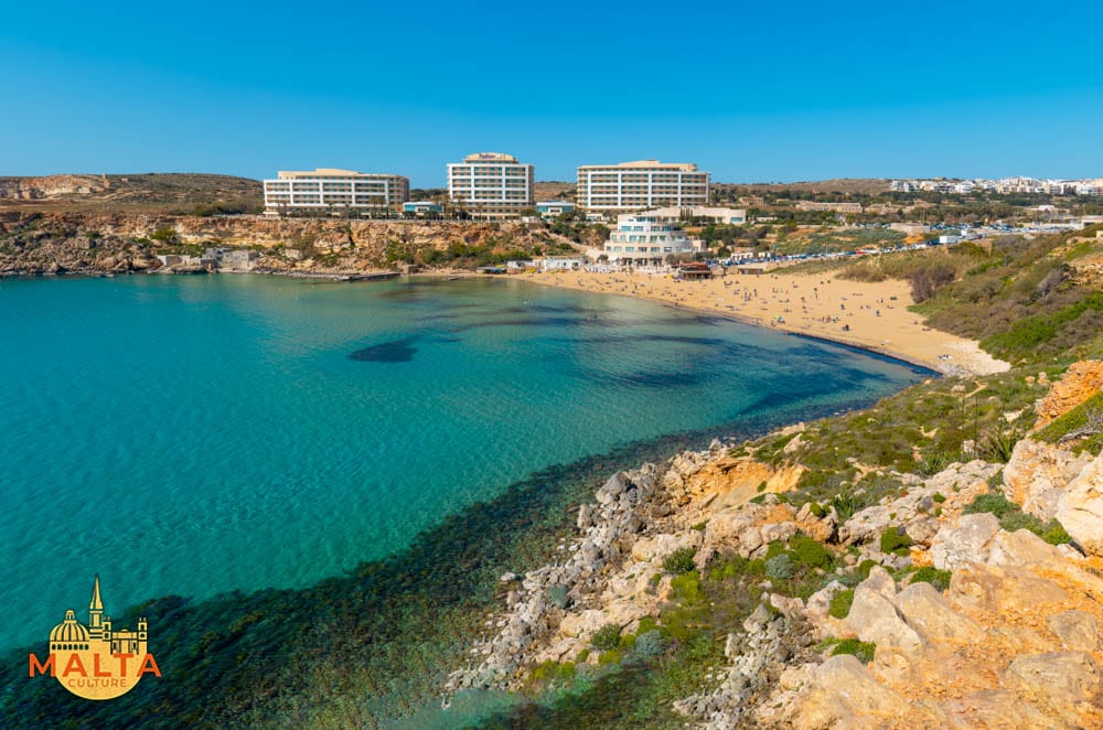 Golden Bay is located on the West coast of Malta.