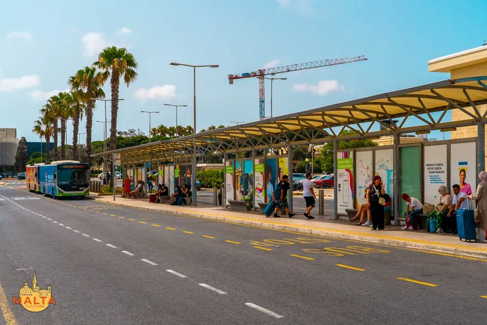 The bus stop at the Malta International Airport.