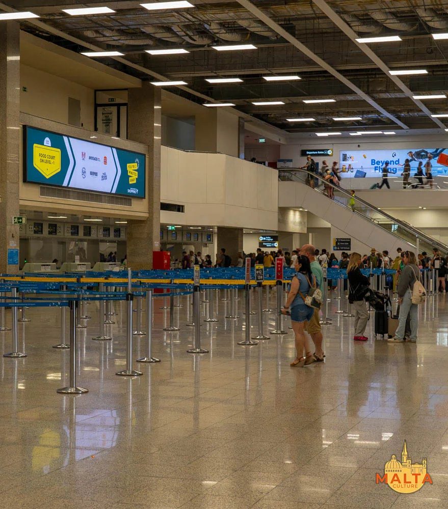 The Departures Lounge at the Malta International Airport.
