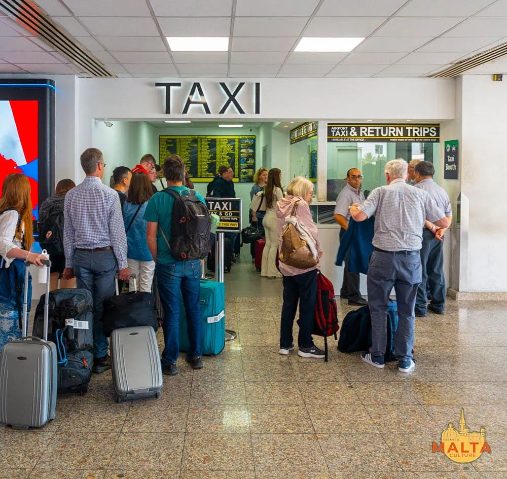 The taxi booth at the Malta Airport.