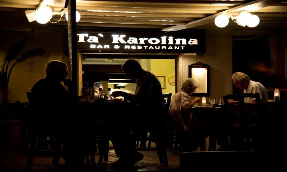 Dinner at Ta' Karolina in Xlendi, Gozo.