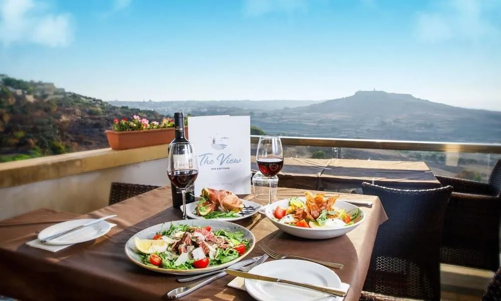 An alfresco lunch at the View, Gozo.