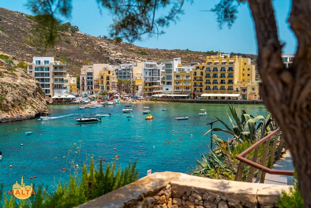Xlendi Bay, the popular beach located in the southwestern Gozo.