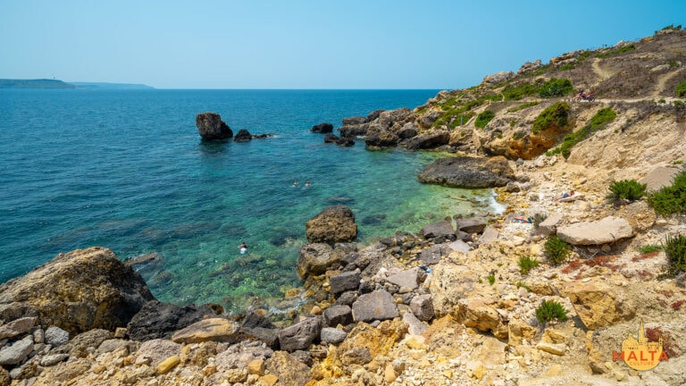 One of the best beaches in Gozo: Gorgun Bay.