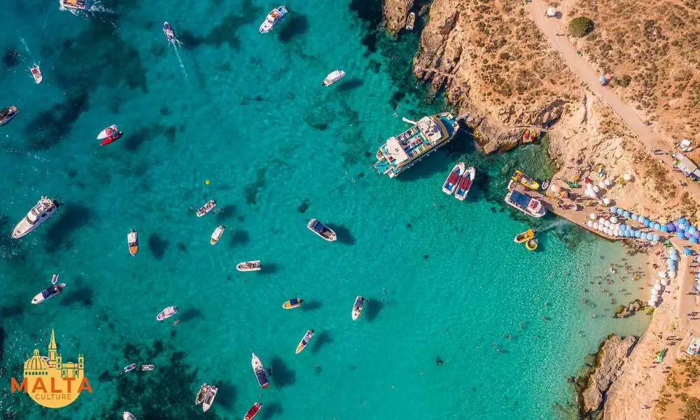 An aerial shot of the Blue Lagoon.