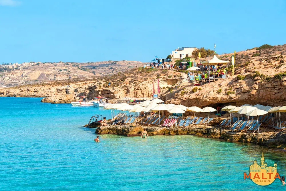 Blue Lagoon's rocky shore in Comino.