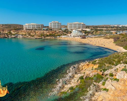 Golden Bay is located on the West coast of Malta.