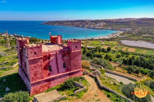 St. Agatha's Tower (aka the Red Tower) is located to the North of Mellieħa.